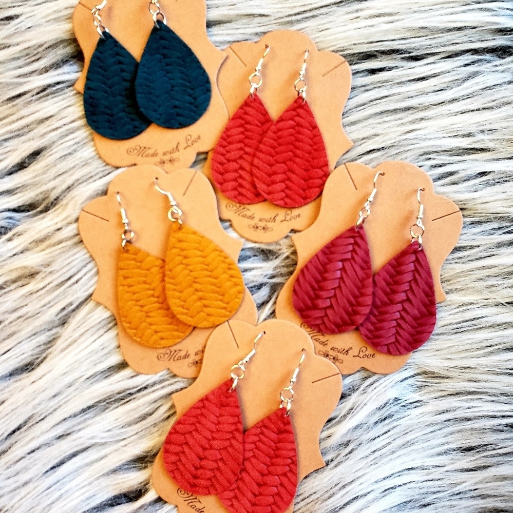Handmade genuine leather earrings